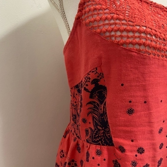 Free People Bohemian Coral Sunshine Benji Linen Dress - Picture 7 of 13